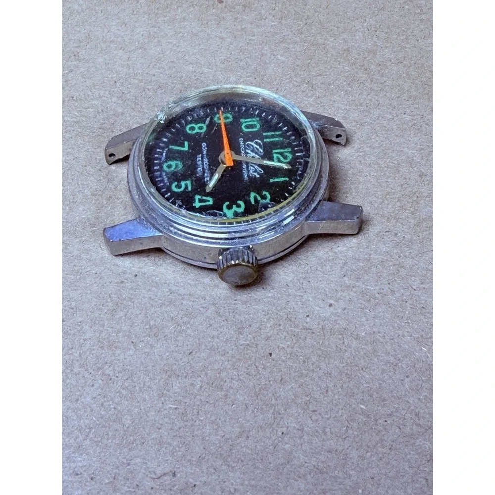 Vintage Chalet Swiss Diver Watch 60M 200FT Black Dial Manual Wind Non Running